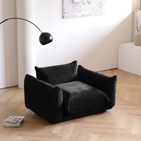 bokifol Oversized Single Sofa Chair with Armrest Soft Cushion,Cozy Reading for Living Room and Bedroom,Black