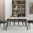 thumbnail image 1 of bokifol Rectangular Dining Table for 4-6 People,55.12" Dining Room Table with Metal Base,White Dinner Tables,Long Kitchen Tables for Dining Room,Kitchen,Living Room, 1 of 7