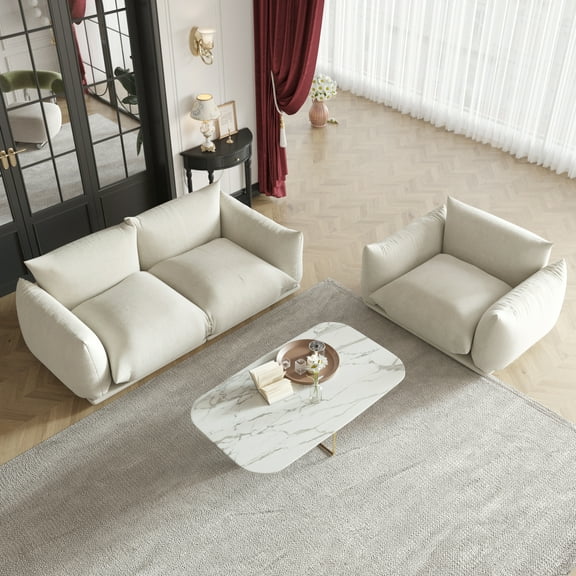 bokifol Sofa Set for Living Room,3 Seats Modern Chenille Sofa Sectional Couch Set for Living Room Furniture Set,Beige