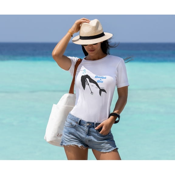 bold and brave mermaid t shirt, beach t shirt