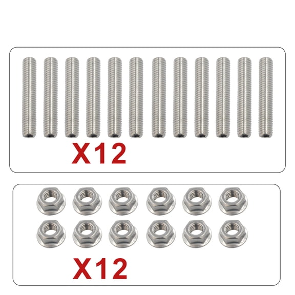 bolts, Ls3 Huiop 45mm Studs 12pcs Ls3 Ls6 12pcs M8 Buzhi Ls1 Stainless Steel Ls7 4.8 5.3 Steel M8 X 45mm Ls3 Ls6 Ls7 X 45mm Studs Ls6 Ls7 4.8 Header Stud Kit Silver