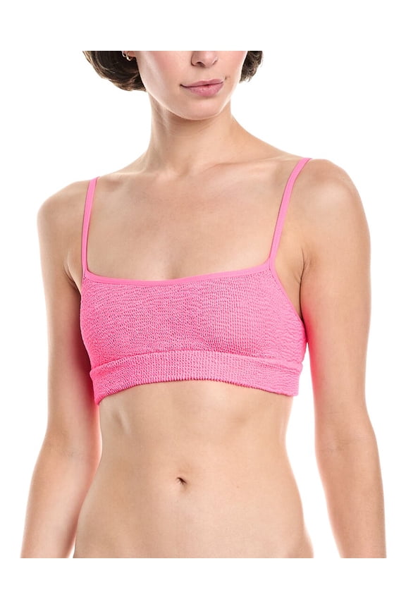 womens Strap Saint Crop Bikini Top, os, Yellow