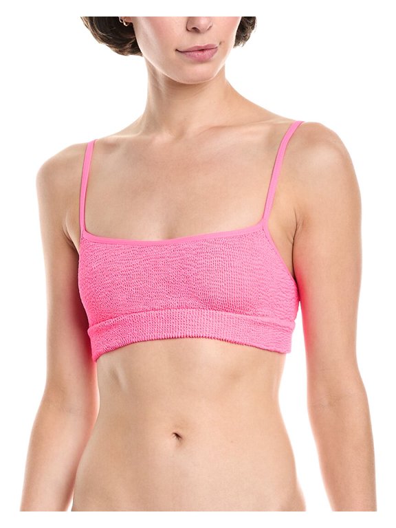 womens Strap Saint Crop Bikini Top, os, Yellow