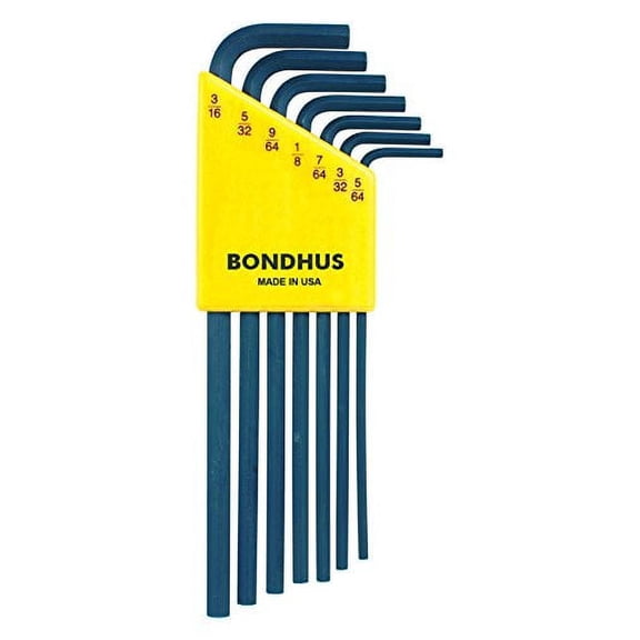 bondhus 12145 set 7 hex l-wrenches 5/64-3/16" - long