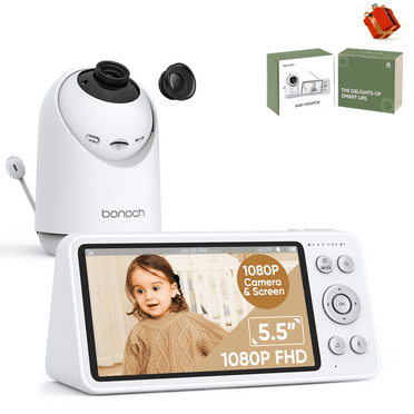 bonoch 1080P Video Audio Baby Monitor LCD Camera Local Storage Playback Motion&Sound Detection No WiFi Additional 110° Lens