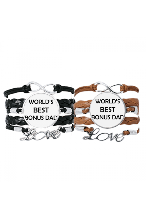 bonus dad father's festival quote bracelet hand strap leather wristband double set