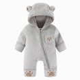 thumbnail image 1 of boobe Baby Bear Outfit With Fold Over Mittens Footies Thin Fleece Romper Hooded Jumpsuit Winter Coat Girls Boys, 1 of 9