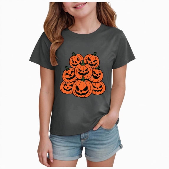 boobe Halloween Shirts for Girls Cute Shirt Fall T-Shirt Graphic Tees Casual Short Sleeve Tops