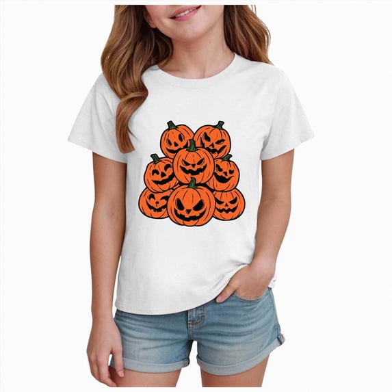 boobe Halloween Shirts for Girls Cute Shirt Fall T-Shirt Graphic Tees Casual Short Sleeve Tops