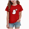 thumbnail image 1 of boobe Halloween T-Shirts for Girls Fun Cute Tee Retro Letter Print Fall Short Sleeve Casual Top Blouses Gift, 1 of 5