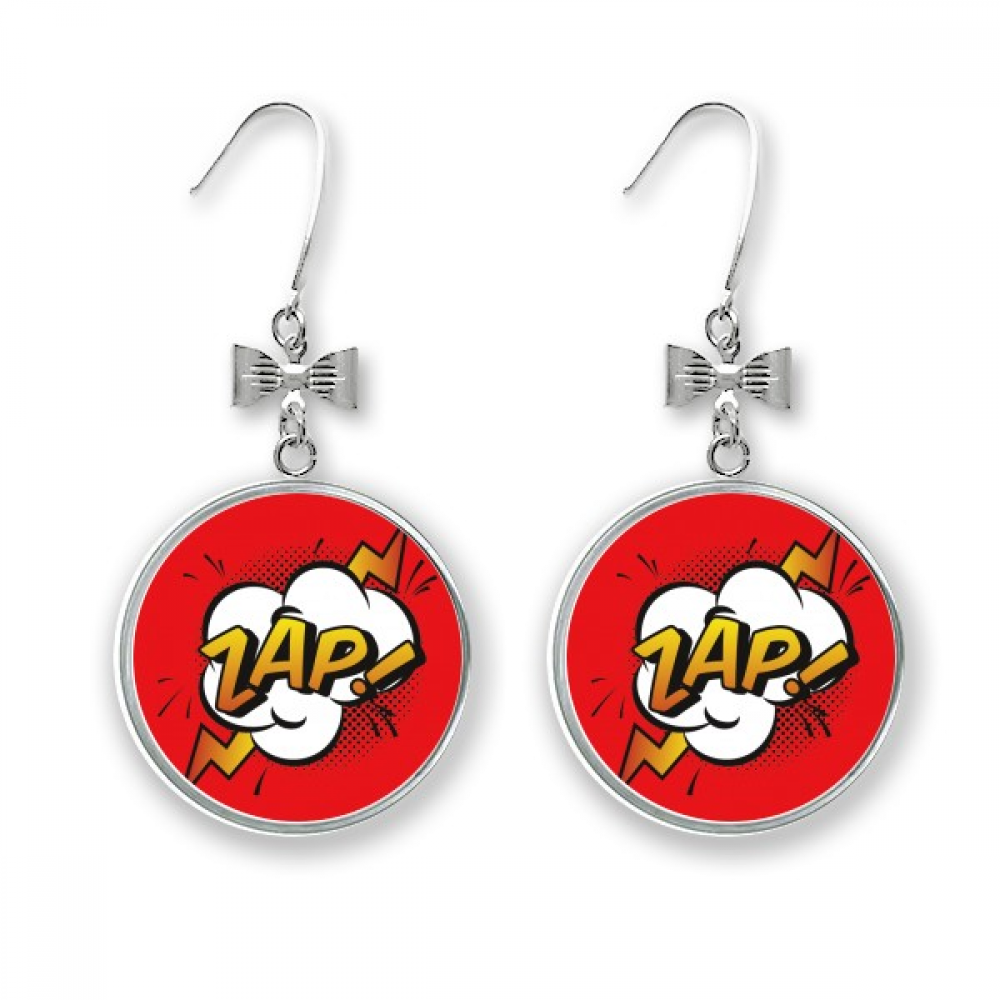 boom exclamation zap art deco fashion bow earrings drop stud pierced ...