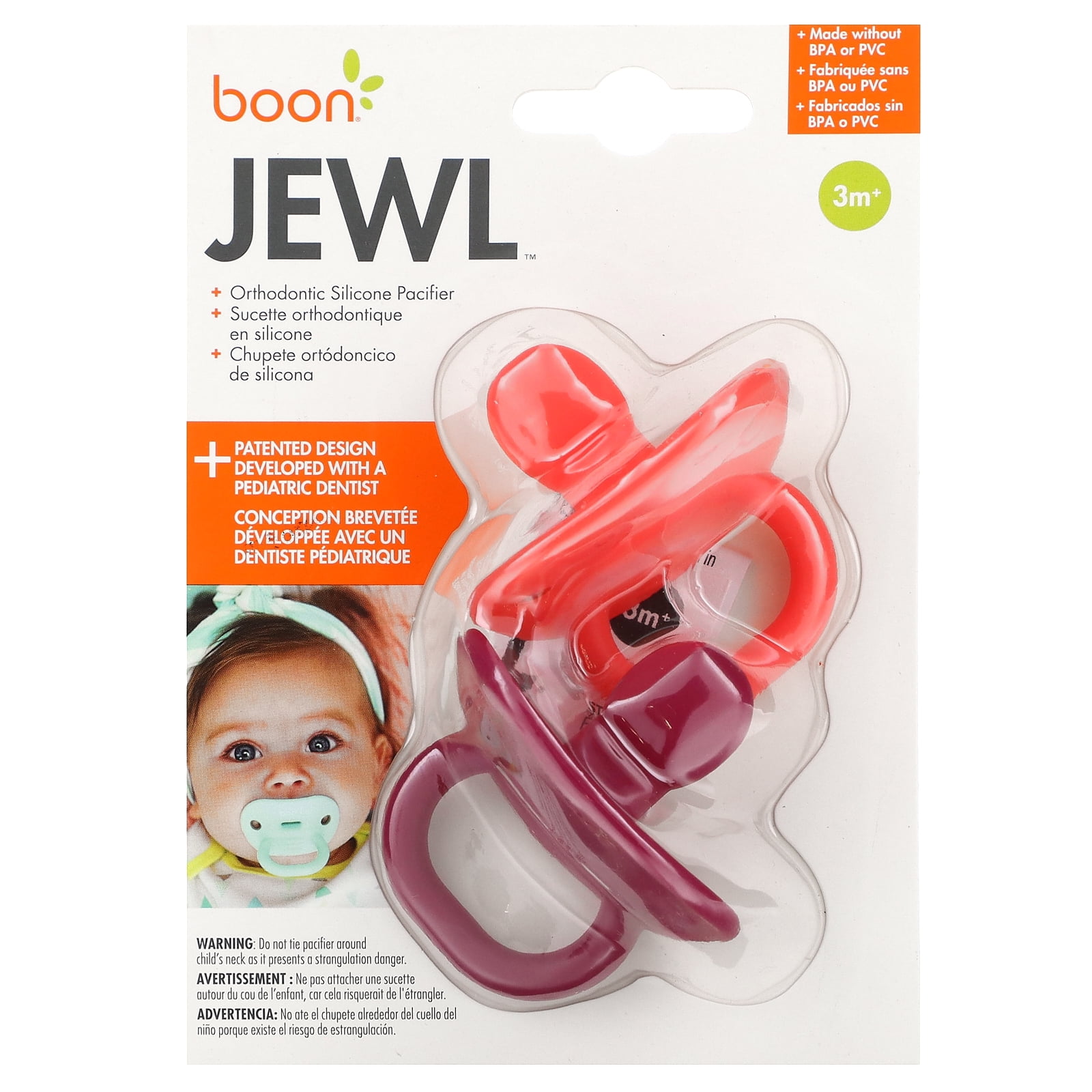 Orthodontic Silicone Pacifier Stage 2 in Coral and Purple