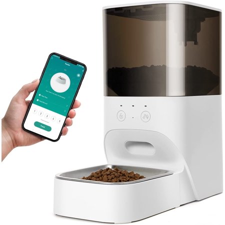 boqii Automatic Cat Feeder, Timed Cat Feeder with APP Control, Dog Food Dispenser with Stainless Steel & Lock Lid, 30S Voice Recorder