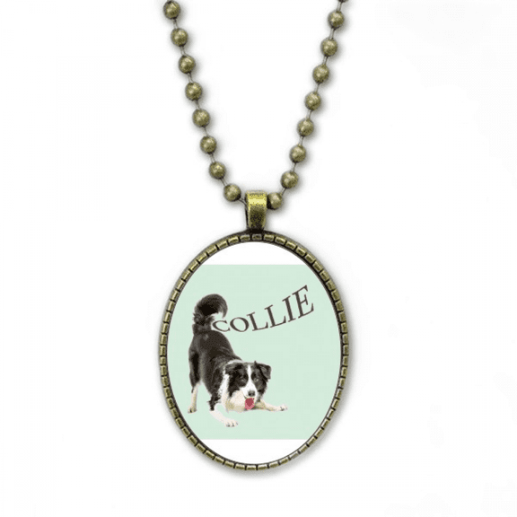 border collie farm pet art deco fashion necklace vintage chain bead pendant jewelry collection