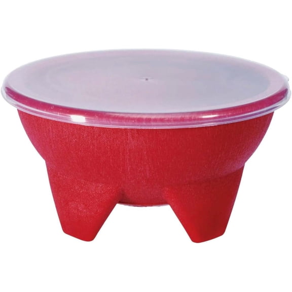 border merchant Red 7 Inch Plastic Molcajete Salsa 45 Oz. Bowl With Clear Lid Mexico