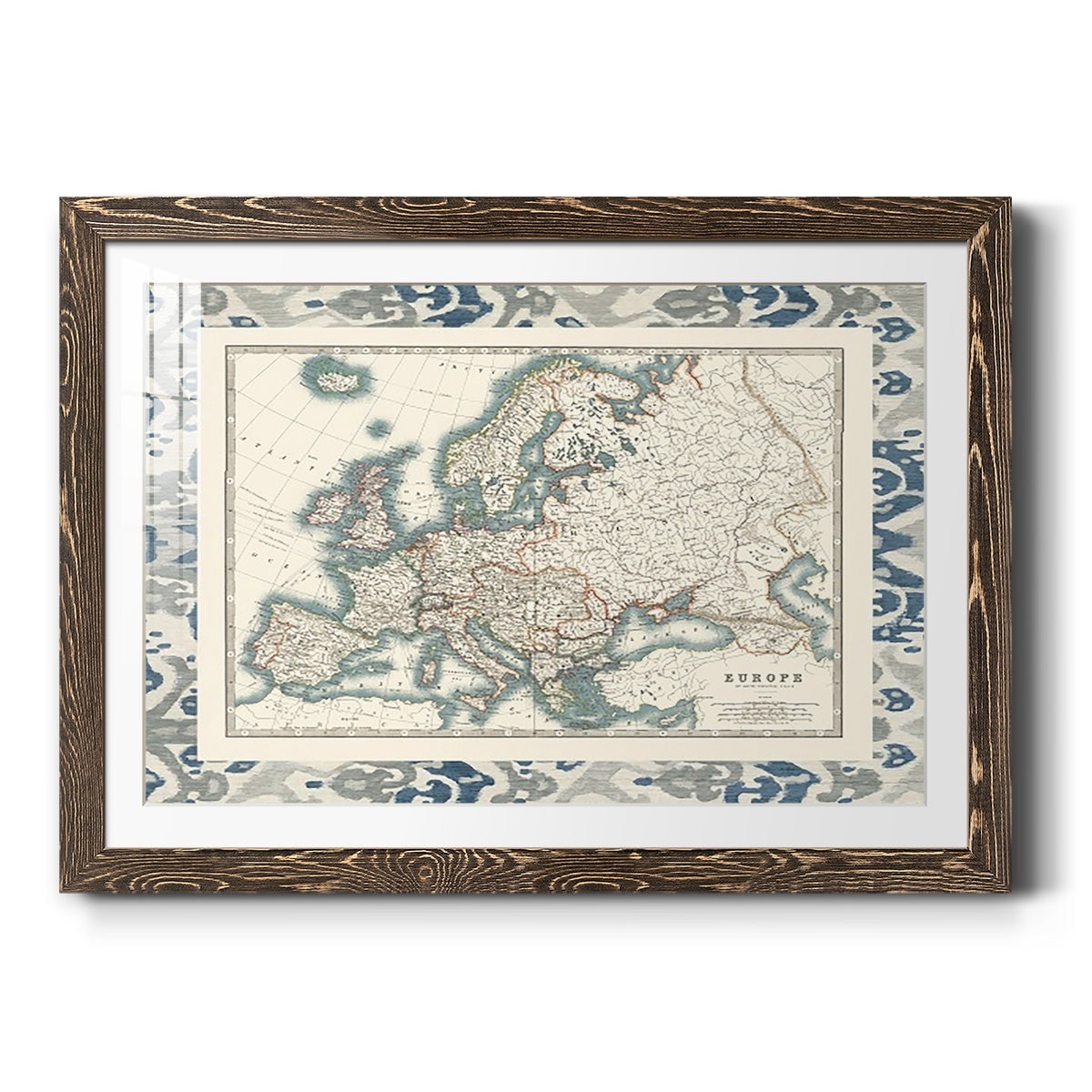Bordered Map of Europe-Premium Framed Print - Ready to Hang