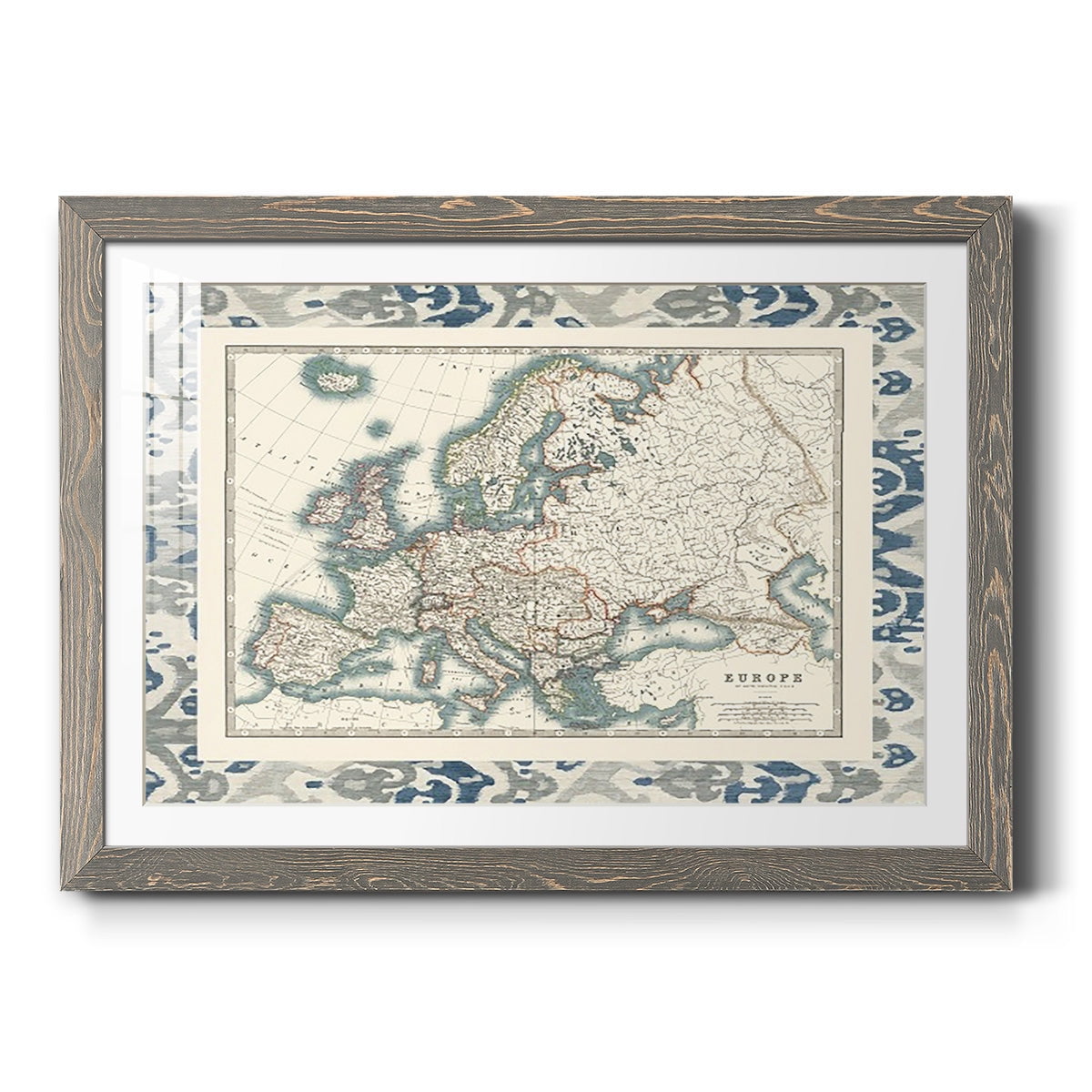Bordered Map of Europe-Premium Framed Print - Ready to Hang