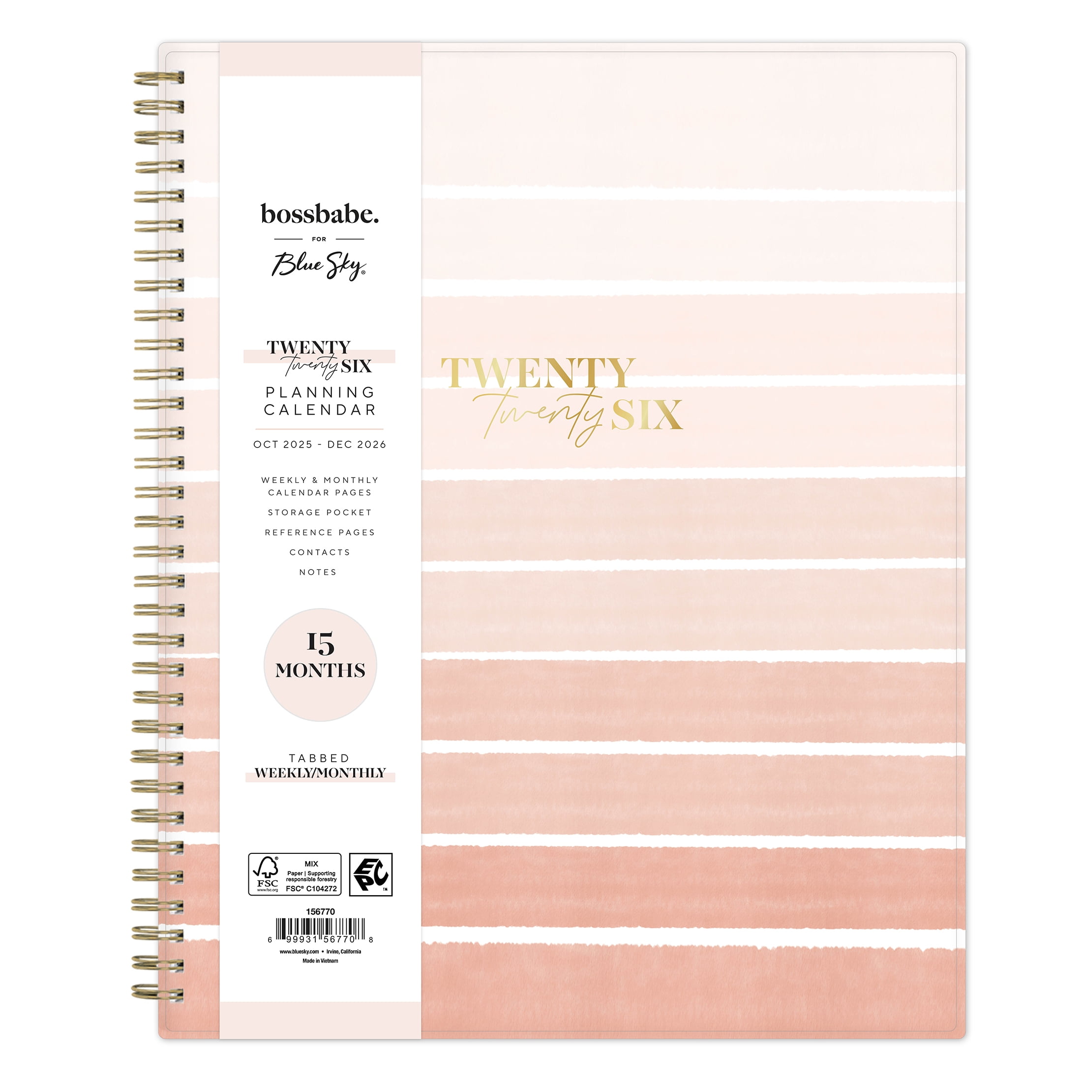 bossbabe for Blue Sky Monthly Weekly Large Planner (8.5" x 11") Ritual 15-Month October 2025 - December 2026