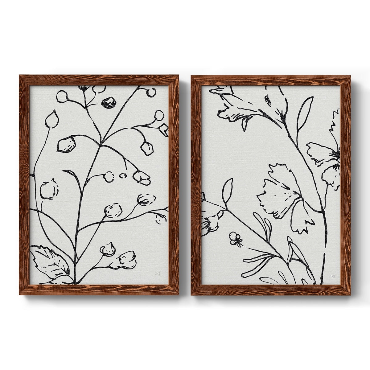 Botanical Sketch I - Premium Framed Canvas 2 Piece Set - Ready to Hang