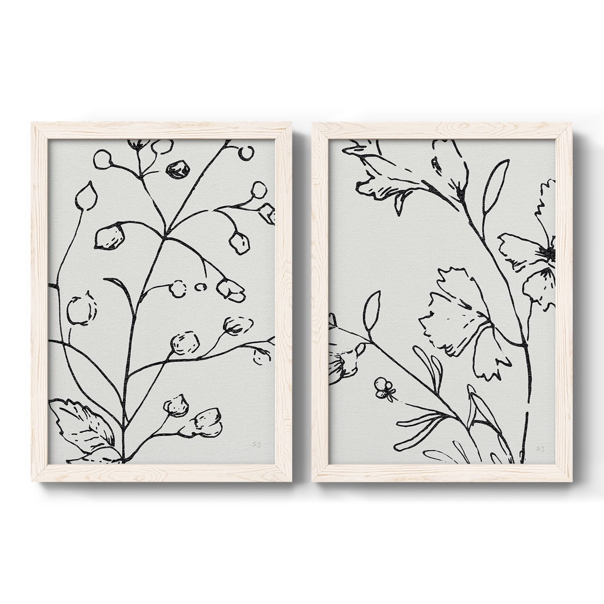 Botanical Sketch I - Premium Framed Canvas 2 Piece Set - Ready to Hang