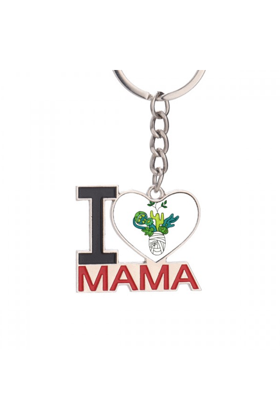 botany   cactus Keychain Metal Keyring Holder Love MAMA Mother