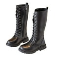 thumbnail image 1 of botas para niñas de 10 años Girl's Knee High Riding Boots Lace Up Side Zipper Combat Boots Non Slip Gothic Knight Boot Lug Sole Chunky Heels Shoe, 1 of 9
