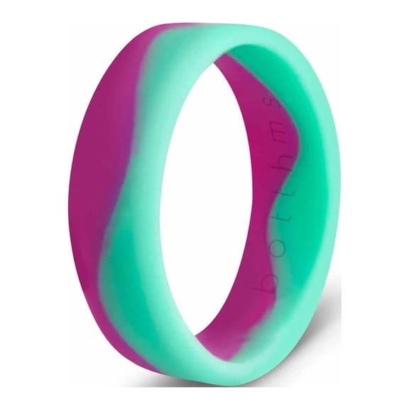botthms Purple  Teal Ladies Flow Silicone Ring