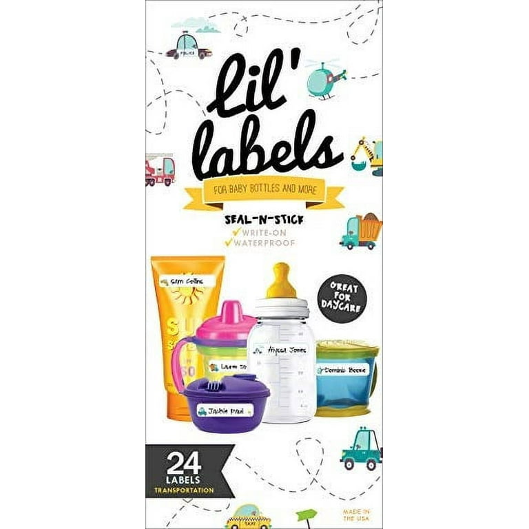 Bottle Labels, Write-On, Self-Laminating, Waterproof Kids Name Labels for Baby Bottles, Sippy Cup for Daycare School, Made in The USA, Dishwasher