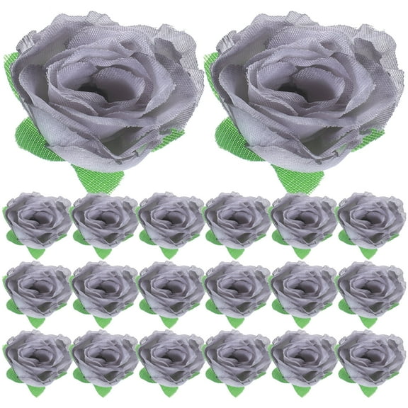 bouquet 50pcs 3cm Artificial Roses Flower Heads Wedding Decoration (Grey)