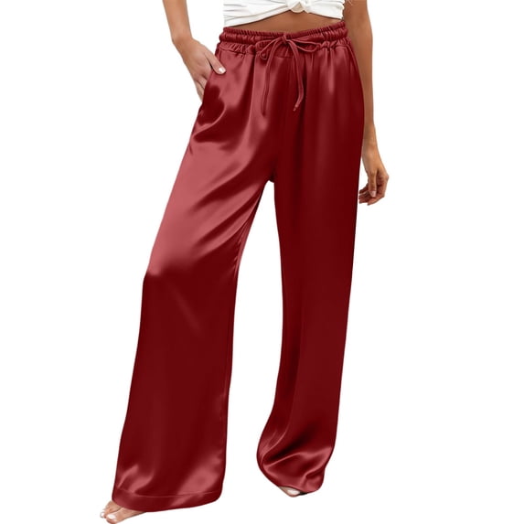 bovemsi Comfy Pants Women Elastic Casual Trousers Red Summer Outfits for Women M
