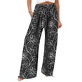 thumbnail image 1 of bovemsi Flowy Pants for Women High Waisted Printed Wide Leg Casual Pants Black Summer Outfits for Women L, 1 of 4