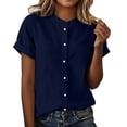thumbnail image 1 of bovemsi Summer Tops for Women Short Sleeve Cotton Linen Button Down Loose Summer Blouses Cute Summer Tops, 1 of 6