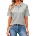 thumbnail image 1 of bovemsi Workout Tops for Women Collared Three-Button Short Sleeve Breathable Daily Work Shirts Cute Summer Tops, 1 of 6
