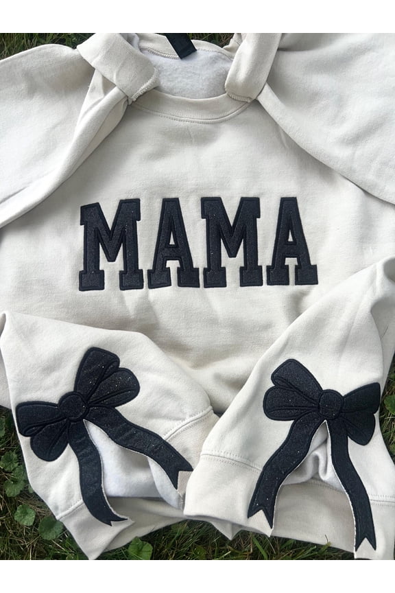 bow sweatshirt, viral side bow sweater, glitter bow, mama sweater, personalized sweater, bow crewneck, custom bow sweater