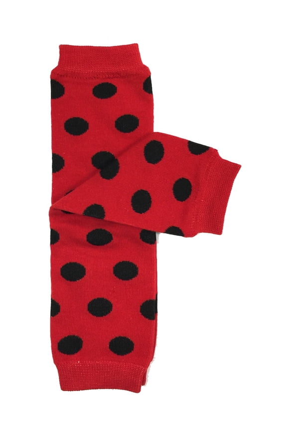 baby polka dot and solid color leg warmers, red and black dots