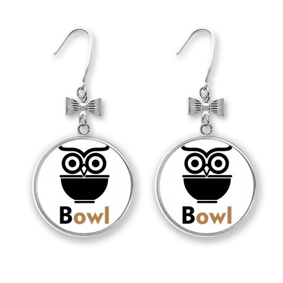 bowl rice owl combination english bow earrings drop stud pierced hook