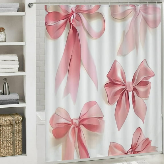 bows waterproof shower curtain Bathroom shower curtain  Cloth Fabric Bathroom Decor Set with Hooks