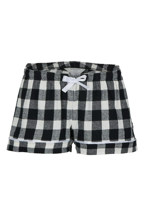 BW6501 Women's Flannel Short-Bk/Wt Buff Plad-S