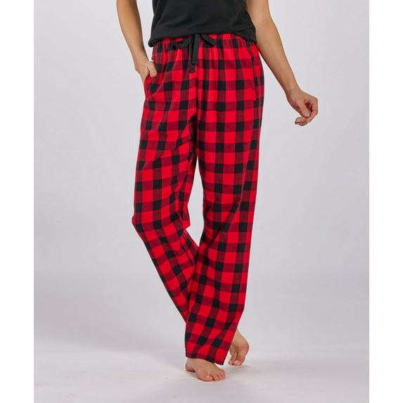 boxercraft Haley Flannel Pant for Women, 1 Cotton Flannel Pant with Side Pockets Adjustable Drawstring, Red/Black Buffalo L
