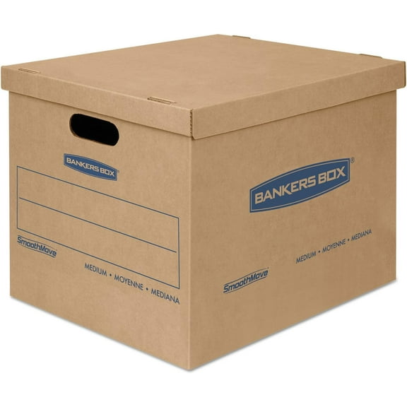 boxes for moving，Reinforced Handles, Tape-Free Assembly, Box with Lid, 15-in x 12-in x 10-in