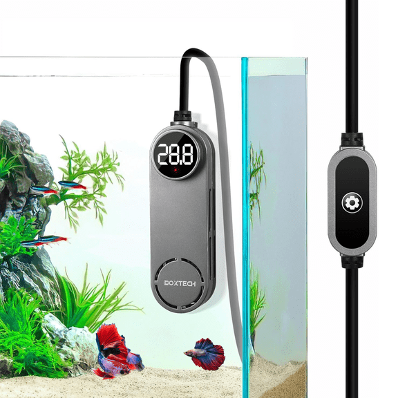 UPETTOOLS 50W Mini Aquarium Heater for 5-10 Gallon Tanks  Submersible Fish Tank Heater with Digital Display & External Temperature Controller, Adjustable 68F-93F, for Betta & Turtle TanksShrimp
