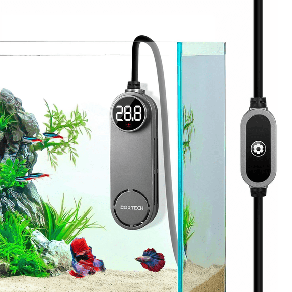 UPETTOOLS 50W Mini Aquarium Heater for 5-10 Gallon Tanks  Submersible Fish Tank Heater with Digital Display & External Temperature Controller, Adjustable 68F-93F, for Betta & Turtle TanksShrimp