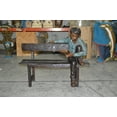 thumbnail image 1 of Nifao boy Sitting on a Bench reading book bronze Statue – Home Office Decor Sculpture, 43"L x 20"W x 36"H, 1 of 12