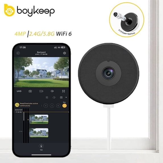 boykeep Window Camera, 2.4G&5G WIFI Smart Security Camera, 4MP Home Security Camera for Indoor Outdoor, Night Vision, Easy & Quick Install