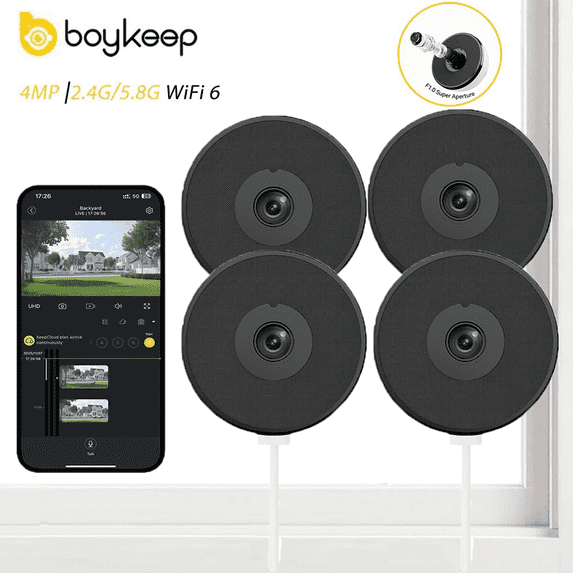 Boykeep 4MP 2.4G&5G WiFi Smart Security Camera, Indoor Outdoor Night Vision Surveillance Cam, Easy Quick Installation