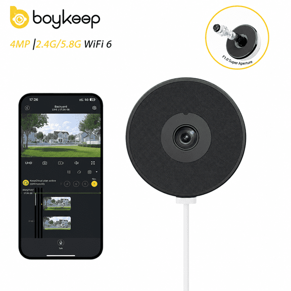 boykeep Window Camera, 2.4G&5G WIFI Smart Security Camera, 4MP Home Security Camera for Indoor Outdoor, Night Vision, Easy & Quick Install