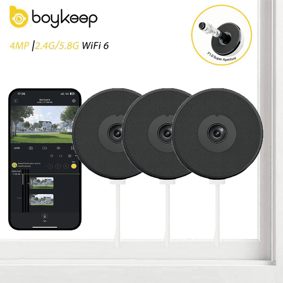 boykeep Window Camera, 2.4G&5G WIFI Smart Security Camera, 4MP Home Security Camera for Indoor Outdoor, Night Vision, Easy & Quick Install