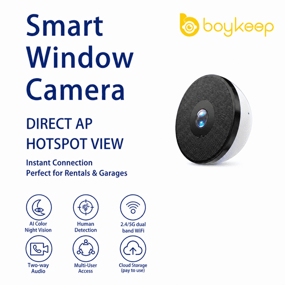 boykeep Window Camera, 2.4G&5G WIFI Smart Security Camera, 4MP Home Security Camera for Indoor Outdoor, Night Vision, Easy & Quick Install