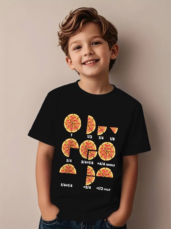 boys casual short sleeve t shirt fun math print 1 2 3 4 5 6 design black with colorful math symbols lightweight summer t shirt suitable for outdoor activities and casu