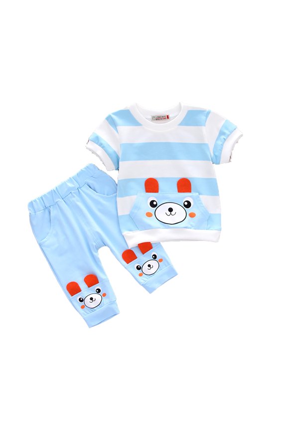 boys easter outfit Children's Clothing T Shirt Cute Cartoon Pattern Boys And Girls Clothes Summer Short Sleeved Children's Set